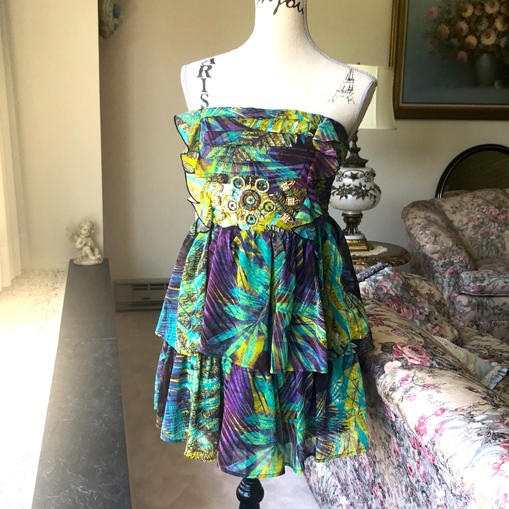 Super Cute  Strapless Beaded Summer Dress